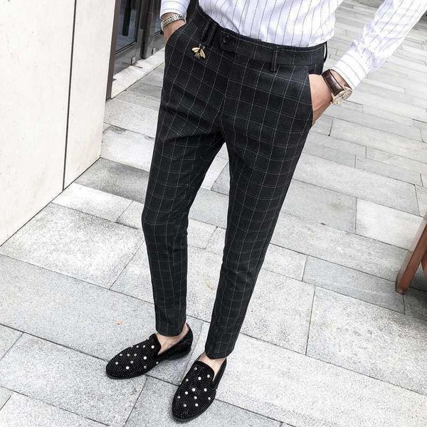 

summer plaid pants mens pantalones hombre formal pants for mens dress business vestido social trousers office slim1, White;black