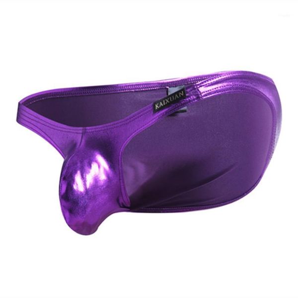 

wangjiang men underwear bulge pouch pu leather mens briefs low waist panties seamless shaper male underpants nightwear wj1, Black;white