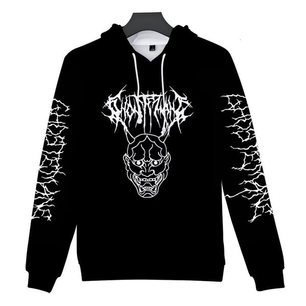 

metal rap style ghostemane world tour rock music logo 3d print hooded sweatshirt men/women casual hip hop hoodies clothes, Black