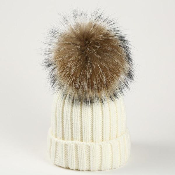 

beanie/skull caps 202111-shi winter warm big really raccoon fur pompon street lady skullies beanies cap women outdoor leisure hat, Blue;gray