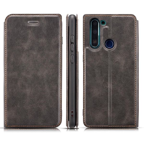 

for xiaomi redmi note 8t retro simple ultra-thin magnetic leather case with holder card slots lanyard