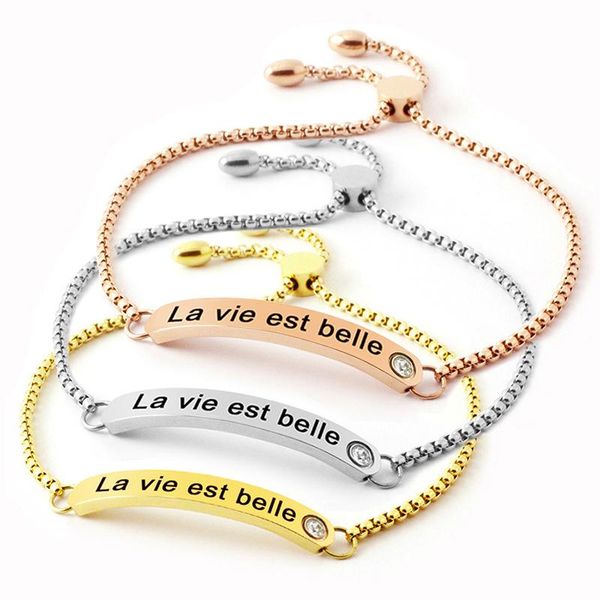 

link, chain fashion jewelry stainless steel bar bracelet for women gift silver color/gold color/rose gold colorlink bracelets bangle, Black