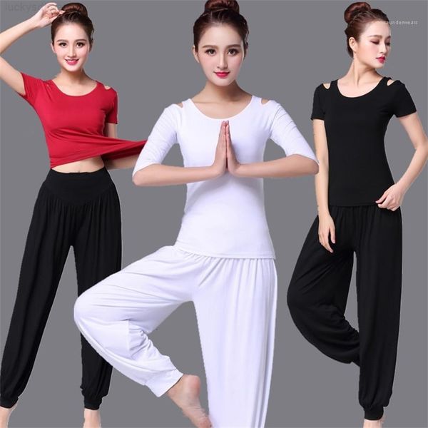 

factory95btfitness casual womens yoga solid loose color short sleeve trousers sports two piece suit, Gray