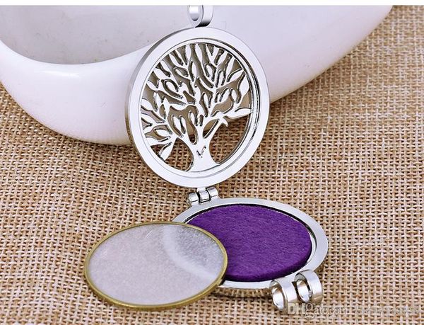 

factoryoil aromatherapy essential necklace diffuser tree of life locket pendant 316l stainless steel jewelry with 24
