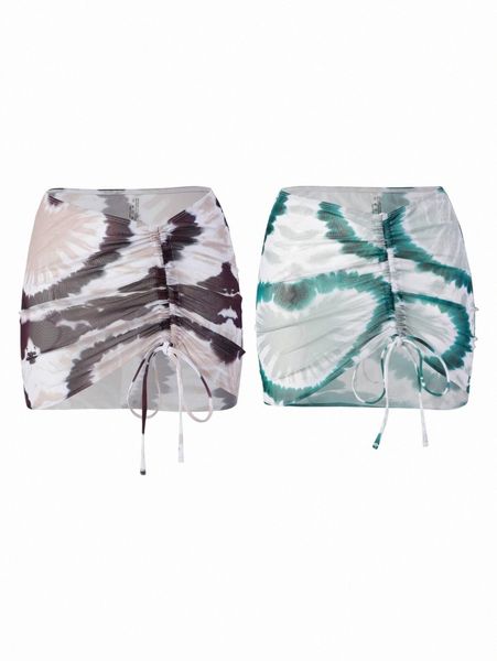 

2pack tie dye cover up skirt 33a5#, White;black