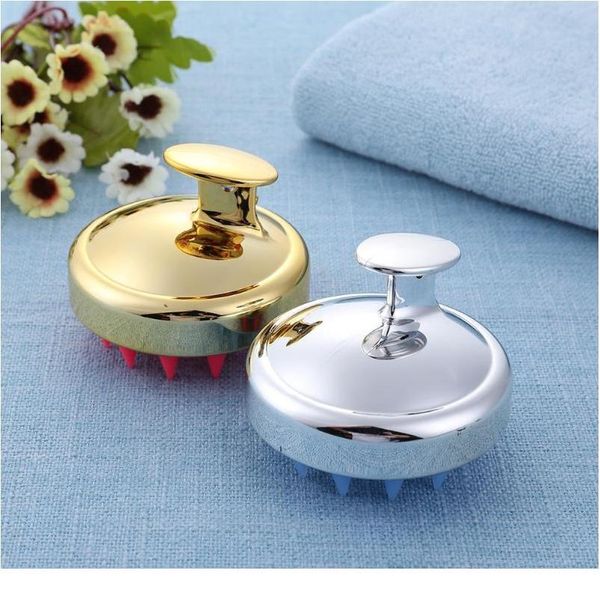

gold plated sile scalp massage hair brushes comb non slip washing shampoo shower hair brush comb spa massage combs jlliyc, Silver