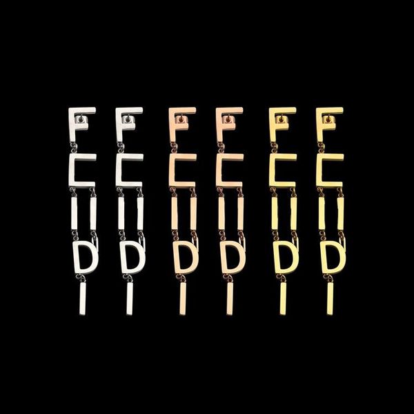 

wholesale large f letter ring earrings women's yajin fd earrings for women, Silver