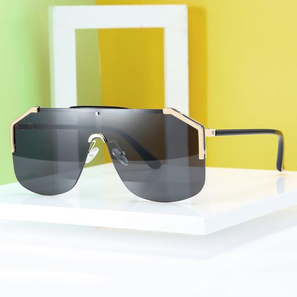 

sunglasses veshion one piece men rimless 2021 oversized sun glasses for women brown frameless gradient lens uv400 half metal, White;black