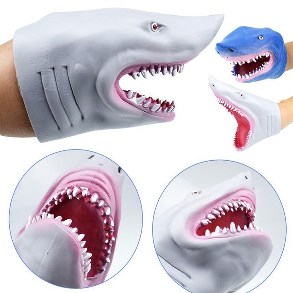 

thermoplastic rubber s-hark hand puppet toy props shark puppet novelty funny toy for childern gifts story tell wmtsob