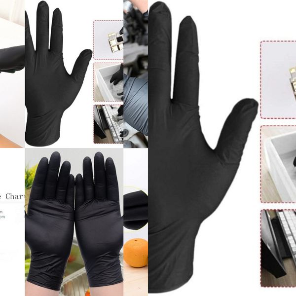 

factoryc6l6laboratory 100pcs black disposable nail household cleaning nitrile art anti-static gloves 9 inch length t200508