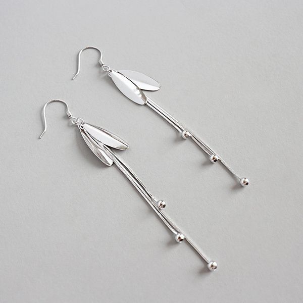 

100% real 925 sterling silver beads butterfly long tassel drop earrings for women 2018 fine jewelry christmas gift yme332