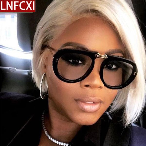 

sunglasses lnfcxi italy brand designer women 2021 retro luxury clear pilot for female uv400, White;black