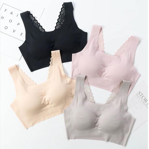 

bustiers & corsets japanese comfort one-piece seamless underwear, lace beauty back, ice , comfortable sleep bra, undershirt without underwir, Black;white