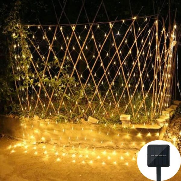 

solar christmas led net mesh string light 1.1x1.1m/2x3m waterprooof outdoor garden wedding window curtain net fairy string light
