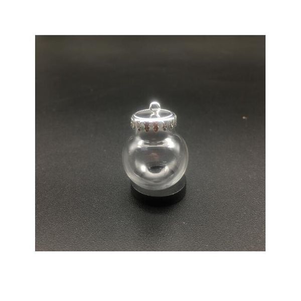 

10set empty 20*12mm hollow glass globe with setting base beads cap set orb wishing vials pendant glass bottle jewelry sqcgir, Black
