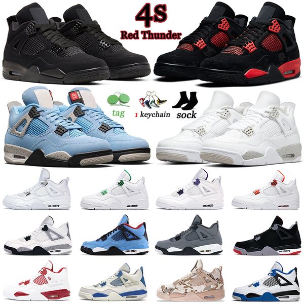 

4s jumpman men basketball shoes red thunder black cat pure money alternate motorsport military blue neon shimmer mens women trainers sports