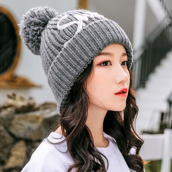 

valentine's day sweet embroidered winter hat knitted hat warm beanie hats for women bonnet femme cap gorros mujer invierno, Blue;gray