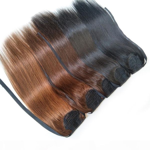 

sell cuticle aligned hair clip in ponytail human hair extensions 14"-28" remy virgin hair 10 colors optional 50g 70g 100g, Black