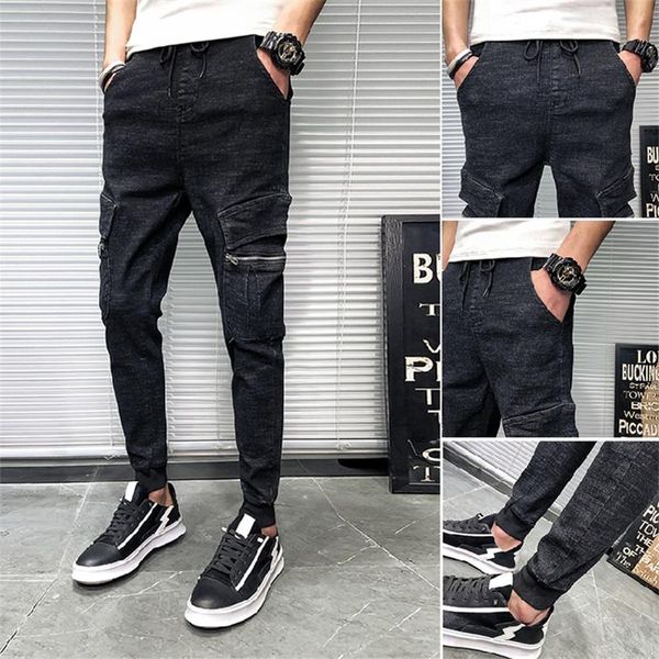 

new spring and summer fashion wild overalls male korean version of the trend cargo pants casual slim jeans, Blue