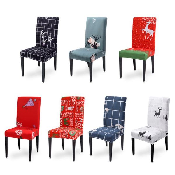 

christmas style chair cover large elastic dining room seat covers xmas stretch high back slipcovers for new year banquet party