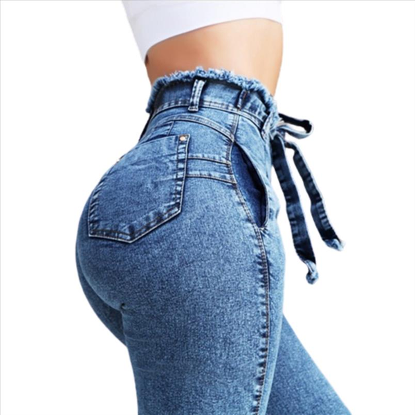 

fashion belted high waist skinny jeans women plus size stretch denim long pants skinny jeans women stretch denim long pants, Black;white