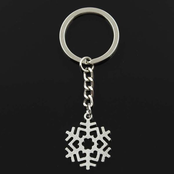 

fashion keychain 29x23mm snow snowflake silver color pendants diy men jewelry car key chain ring holder souvenir for gift