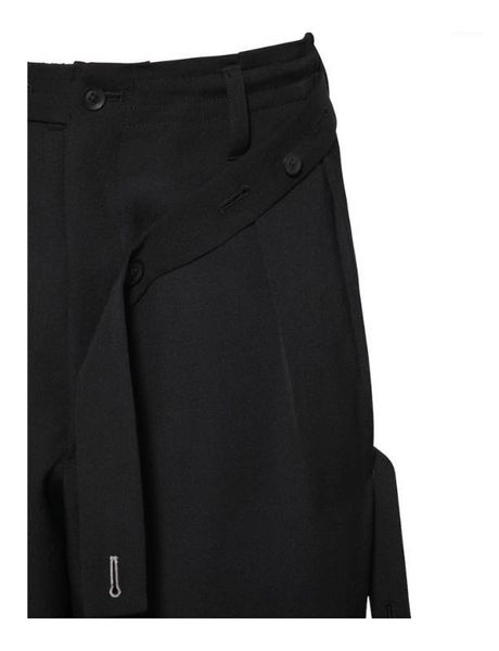 

customized new men's clothing independent personality ribbon casual pants drop crotch loose plus size pants1, Black