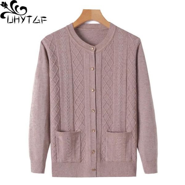 

uhytgf knitted spring autumn sweater womens fashion single breasted cardigan female jacket elasticity wild casual lady 1330, White