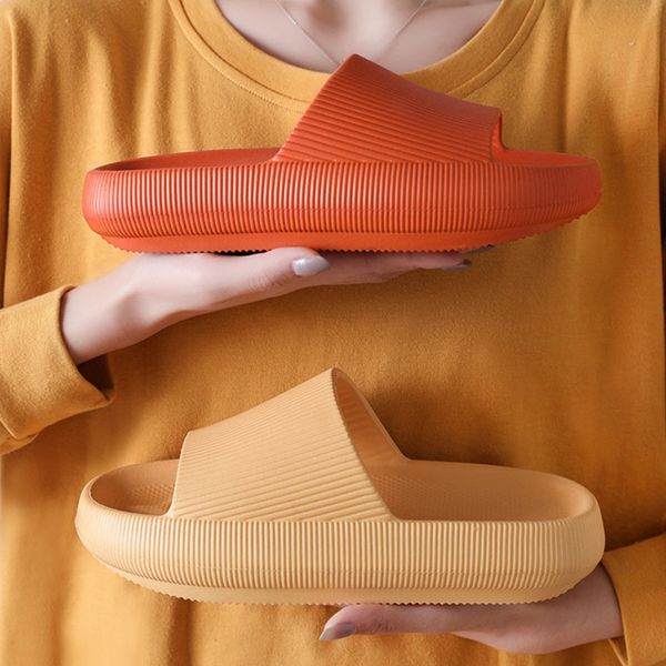 

summer women home heel slippers 4.5cm high heel ladies shoes non-slip bathroom slides indoor couple casual shoes, Black