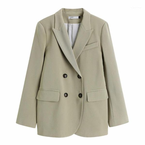 

2021 fashion women loose autumn winter blazer jackets female double breasted suits coat blazers outerwear wb771, White;black