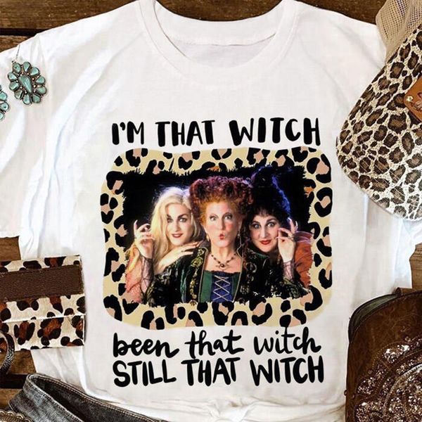 

i' that witch been that witch printing t-shirts women summer graphic tees funny shirts for women loose round neck harajuku top, White