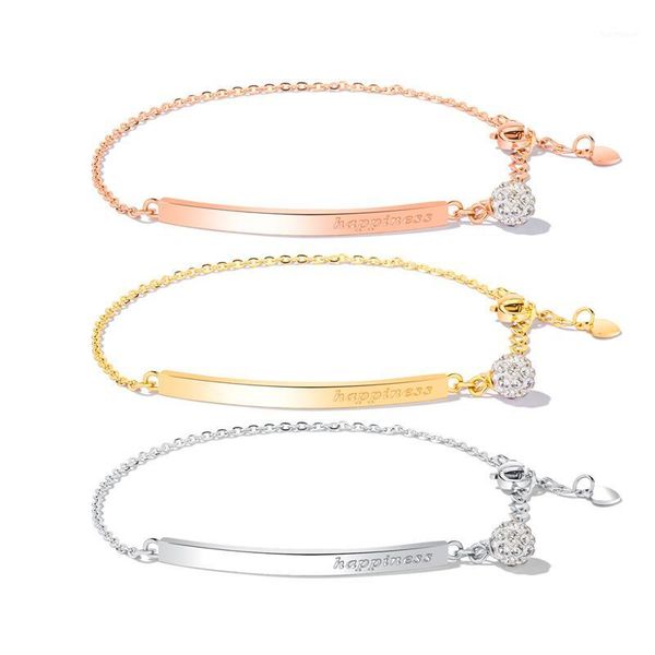 

simple and versatile letter bracelet titanium steel rose gold bracelet1, Black