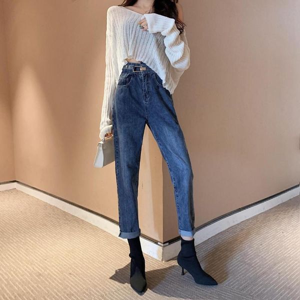 

women's jeans spring autumn high waist fashion bodycon slim denim, Blue