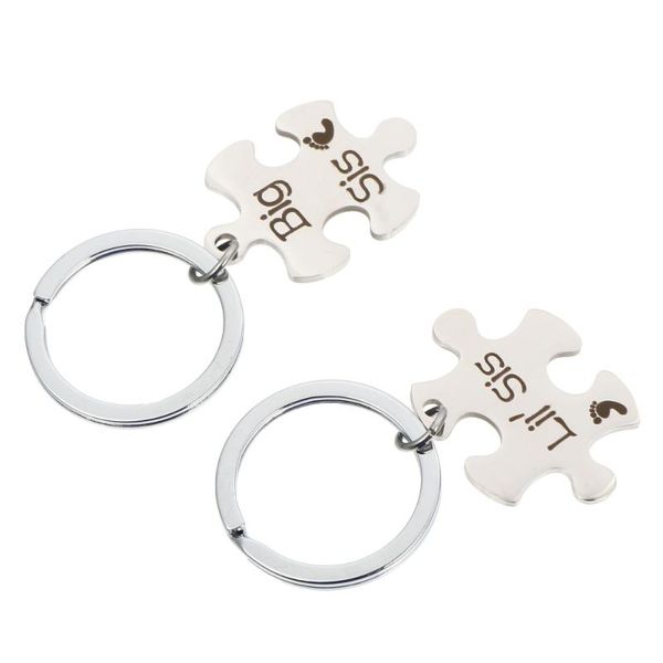

2pcs unique puzzle keychain decor lovely couple keychain stainless key ring