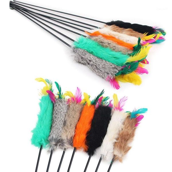 

55cm fun pets stick toys cats toys feather wand rod for cat catcher teaser toy for pet kitten jumping trainning new^1