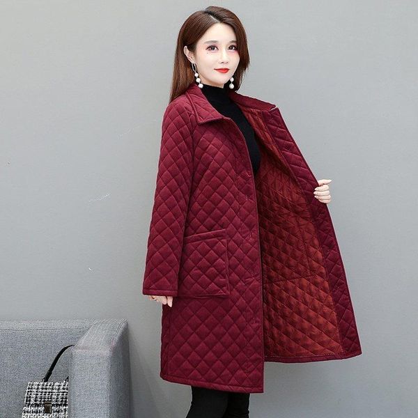 

women's down & parkas autumn winter quilted corduroy jackets and coats woman long parka feminino female padded outwear casual coat, Black