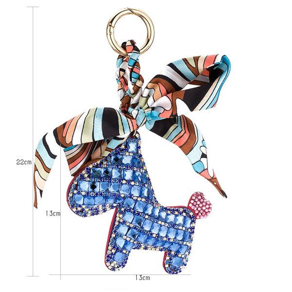 

handmade 20pcs fashion cute women's bag&car pendant high-end scarf leather handbag key chains tassel rodeo crystal horse, Silver
