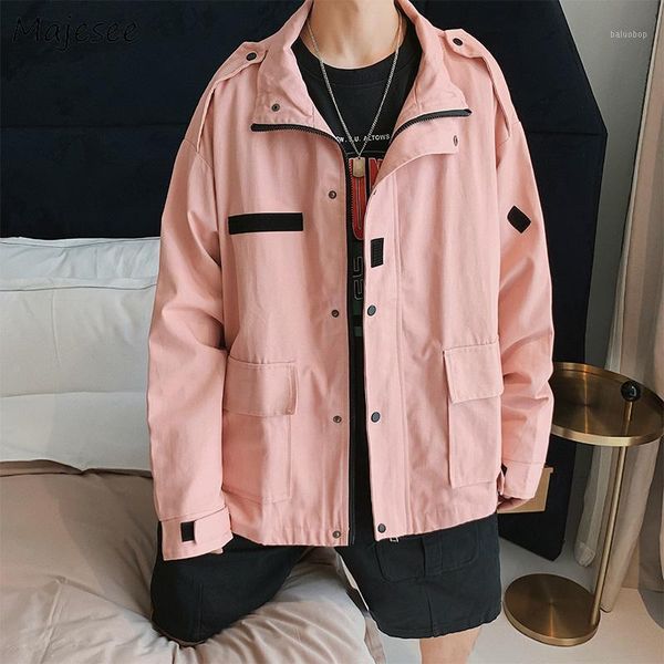 

jacket men loose pockets long sleeve harajuku korean fashion clothes mens coats and jackets males plus size black coat soft1, Black;brown