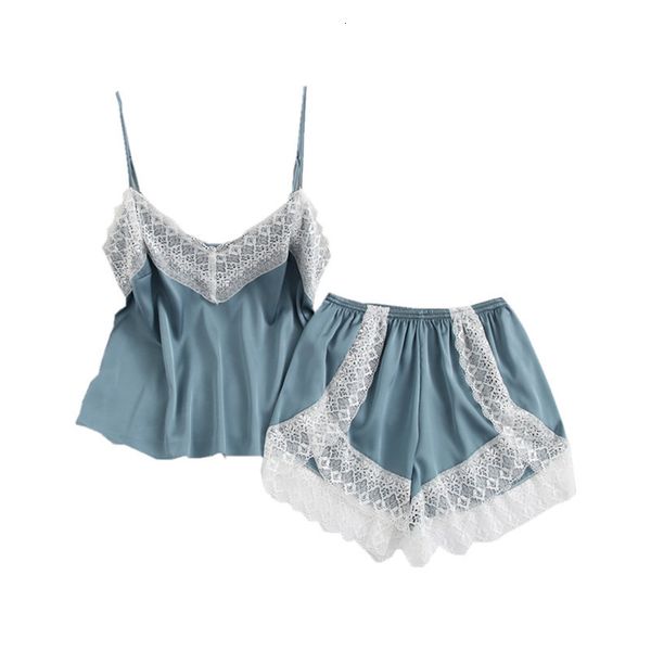 

silk sleepwear 6 women colors ice summer lace lady pajamas set indoor casual soft girls home clothing, Black;white