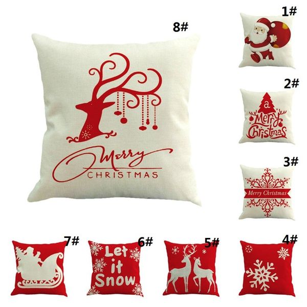 

santa 45*45cm christmas snowflake pillowcase new year decor cushion covers home sofa case xmas pillow cover party supplikl1q