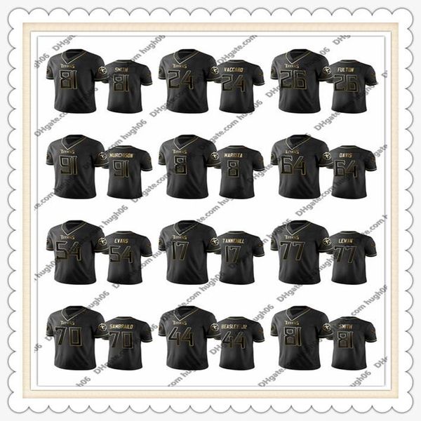 

golden edition nfl tennessee titans custom 81 smith 24 vaccaro 26 fulton 91 murchison 8 mariota 64 davis football jerseys, Black;red