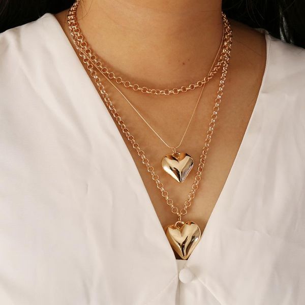 

chokers summer style heart necklaces jewelry girl gold color bohemia alloy neck choker necklace multilayer chain for women, Golden;silver