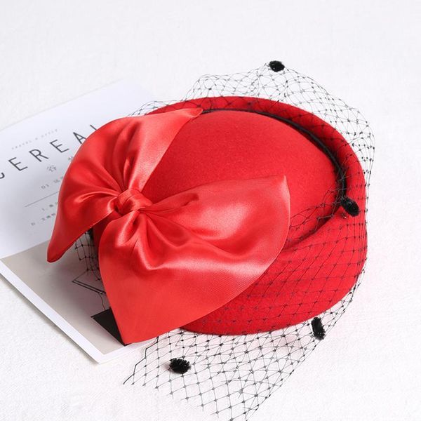 

2019 adjustable fascinating fedoras elegant female wool felt mesh bow floral formal berets fedora hats for women berets lm012 h jllrks