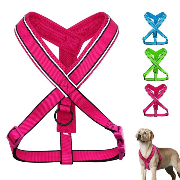 

nylon reflective soft mesh padded dog harness vest for medium large dog pitbull adjustable s m l xl 3 colors pi sqcyie