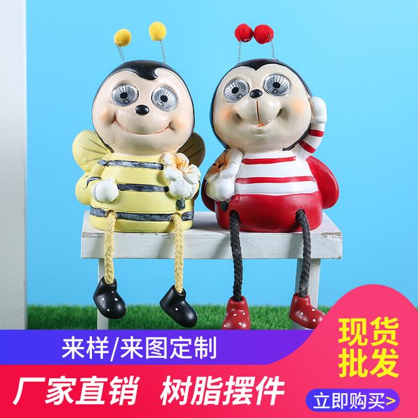 

outdoor cartoon bee ornament solar lamp garden balcony decoration creative sculpture resin technology q1215