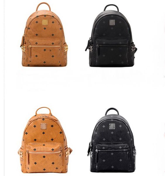 Mochila de viagem estilo couro genuíno estudante de alta qualidade masculina feminina rebite mochila famosa bolsa de mão designer meninas meninos moda bolsas escolares