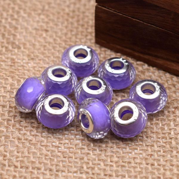 

10pcs round facet glass beads loose european beads resin big hole charm spacer beads for diy jewelry making children bracelet wmtwcl