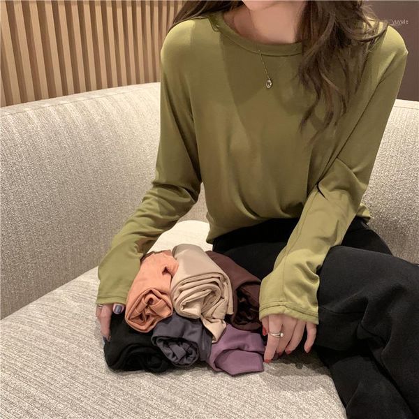 

basic modal inner wear solid autumn long sleeve t shirt high elastic comfortable shirts1, White