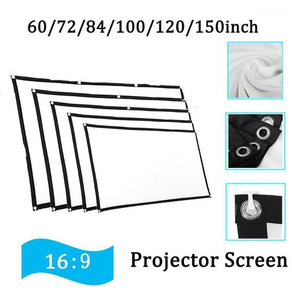 

3d projector screen 60/72/84/100/120/150inch 16:9 anti-crease projection movies screen for home outdoor with pack hooks1
