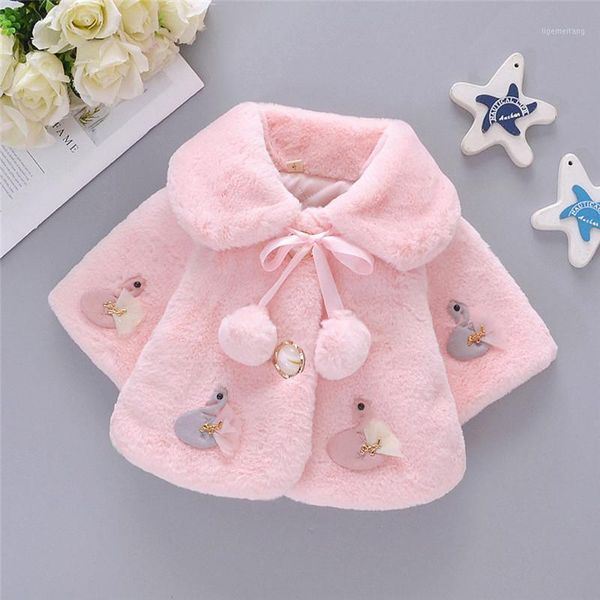 

girl winter coat toddler baby girls winter cartoon faux fur cape windproof coat warm cloak #3s271, Blue;gray